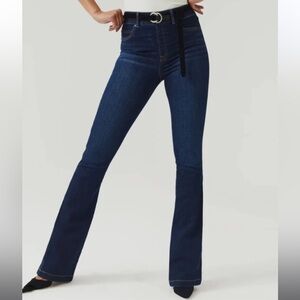 SPANX Flare Pull-on Stretch Denim Jeans Dark Wash Size Large Petite